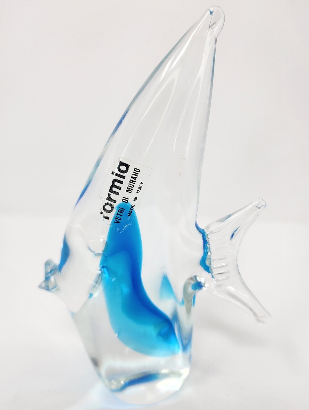 Formia Vetri Di Murano Blue and Clear Glass Fish Art Sculpture - Picture 3 of 8